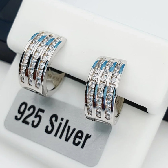 "925 Sterling Silver Cubic Zirconia Earrings, UU1P6A6158 - Picture 2 of 11